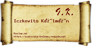 Iczkovits Kálmán névjegykártya